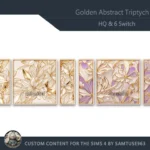 HQ Golden Abstract Triptych #1 Sellable Extra E Samtuse963