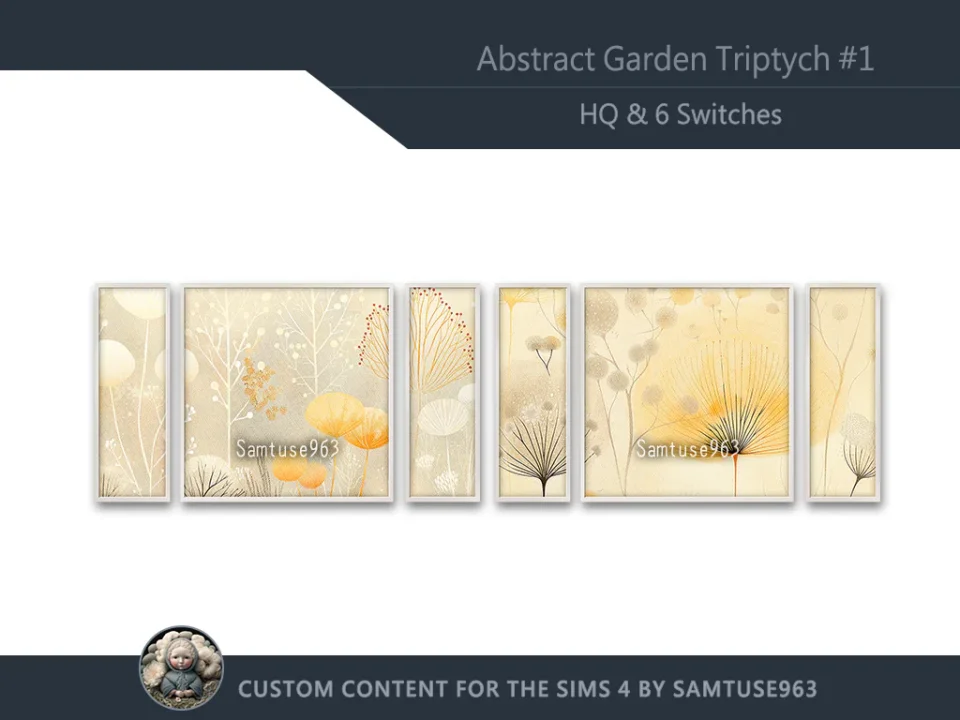 HQ Abstract Garden Triptych #1 Sellable Extra E Samtuse963