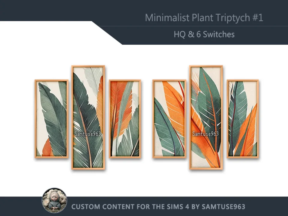 HQ Minimalist Plant Triptych #1 Sellable Extra B Samtuse963