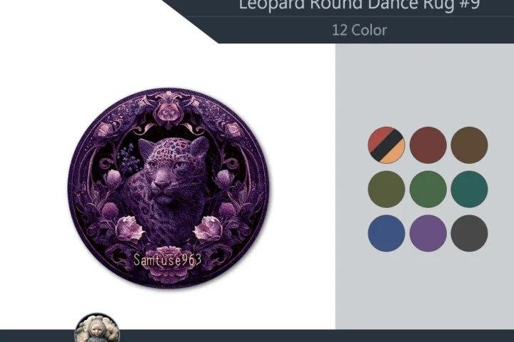 Leopard Round Dance Rug #9 Samtuse963