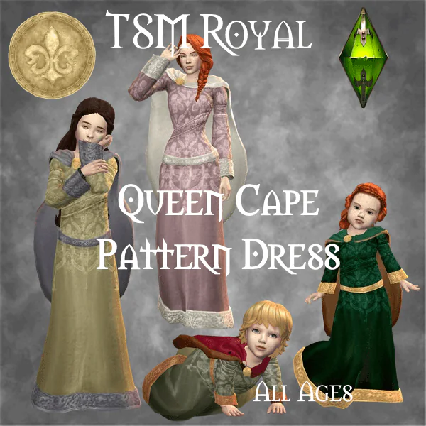 TSM Royal Queen Patterned Cape Dress