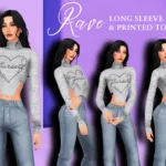 RAVE LONG SLEEVE & PRINTED TOP