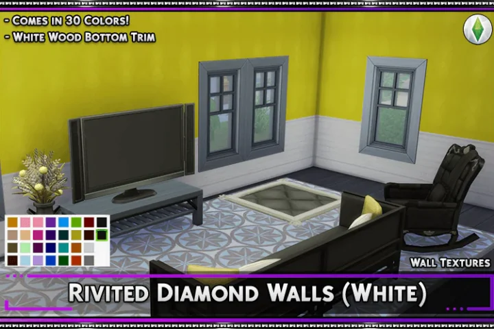 Rivited Diamon Wallpaper (White)
