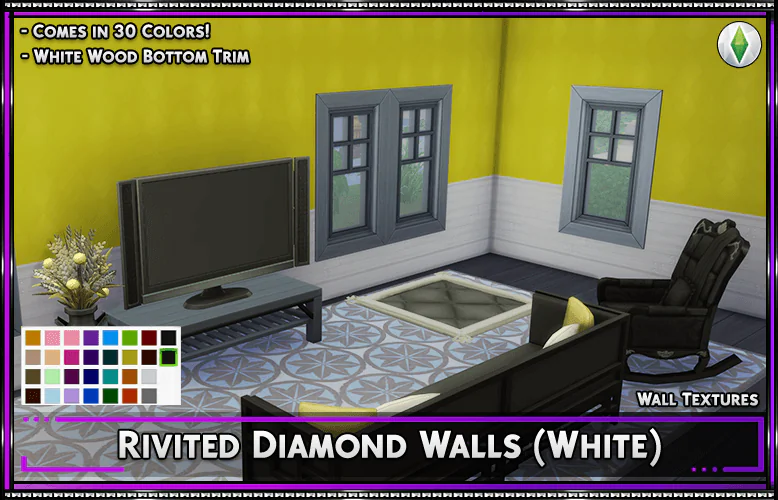 Rivited Diamon Wallpaper (White)