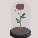 Rose in glass case - set