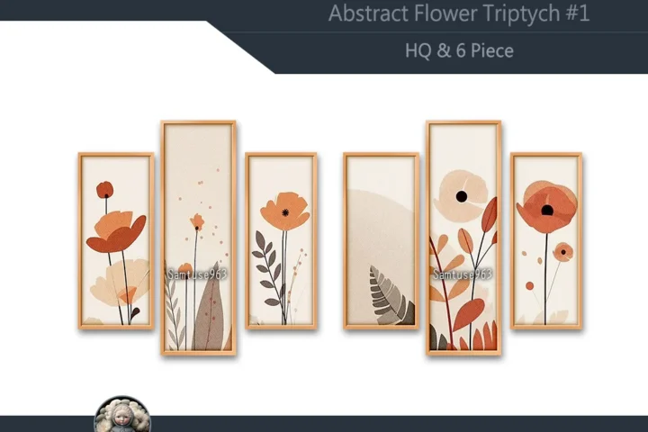 HQ Abstract Flower Triptych #2 Sellable Extra B Samtuse963