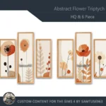 HQ Abstract Flower Triptych #2 Sellable Extra B Samtuse963