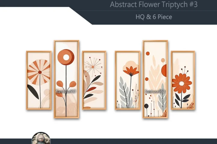 HQ Abstract Flower Triptych #3 Sellable Extra B Samtuse963