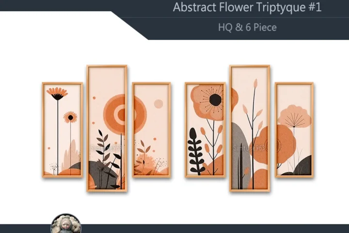 HQ Abstract Flower Triptych #1 Sellable Extra B Samtuse963