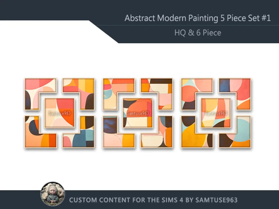 HQ Abstract Modern Painting 5 Piece Set #1 Samtuse963