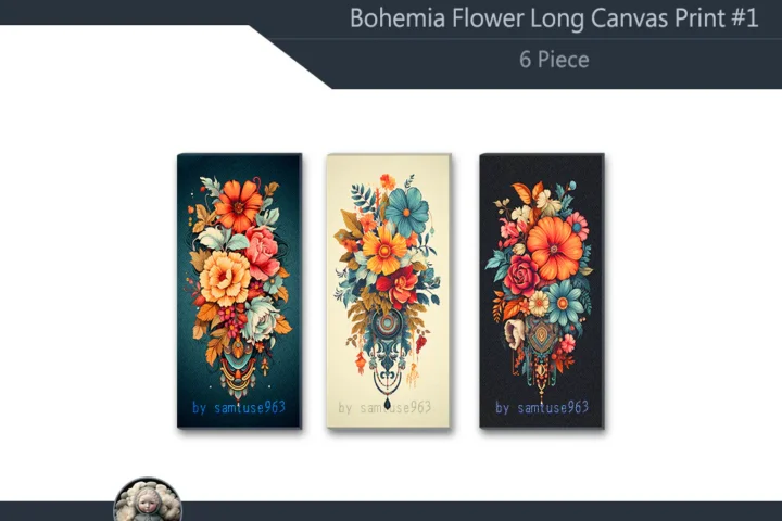 Bohemia Flower Long Canvas Print #1 Samtuse963