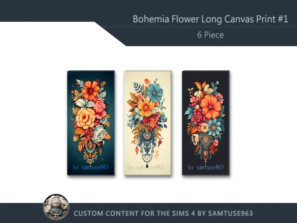 Bohemia Flower Long Canvas Print #1 Samtuse963