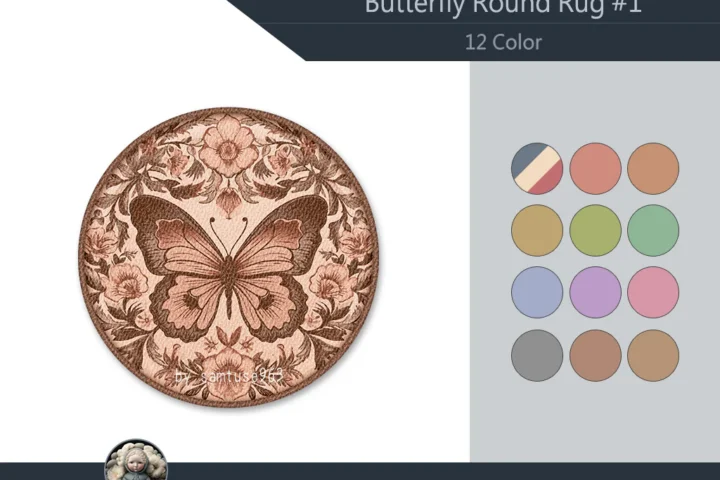 Butterfly Round Dance Rug #1 Samtuse963