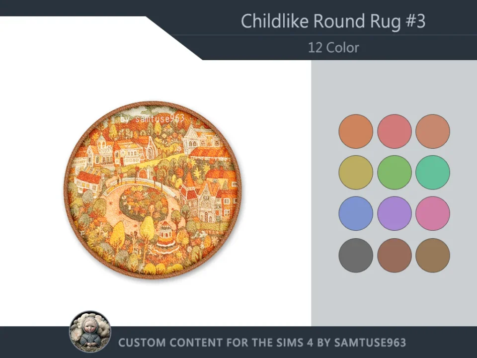 Childlike Round Dance Rug #3 Samtuse963