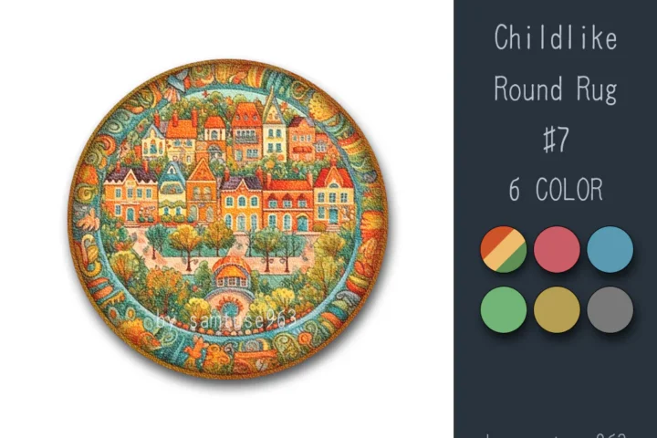 Childlike Round Dance Rug #7 Samtuse963