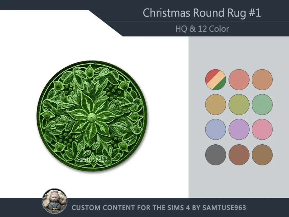 HQ Christmas Round Dance Rug #1 Samtuse963