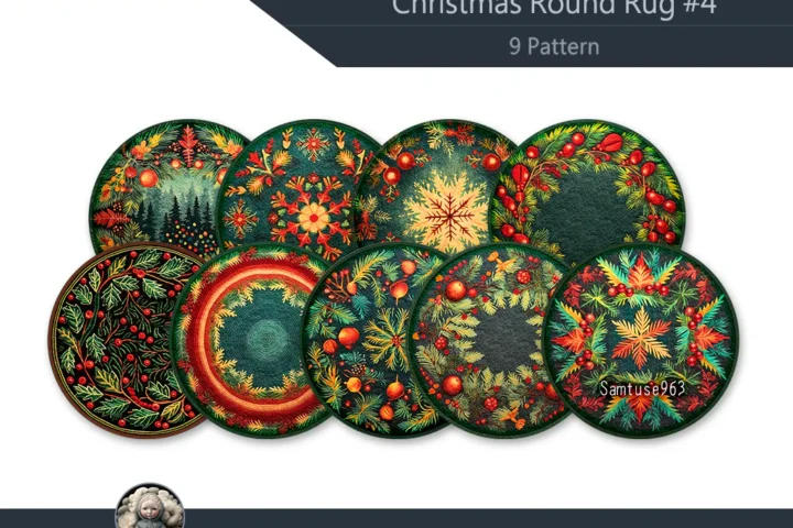 Christmas Round Dance Rug #4 Samtuse963