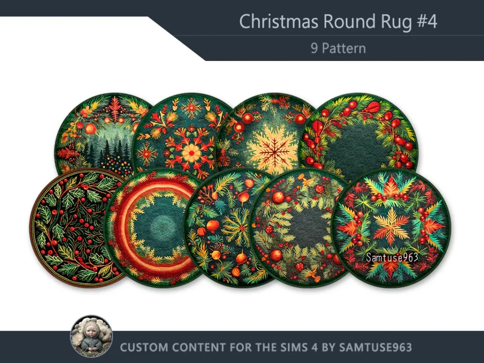 Christmas Round Dance Rug #4 Samtuse963