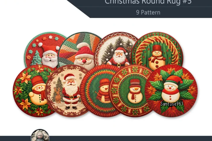 Christmas Round Dance Rug #5 Samtuse963
