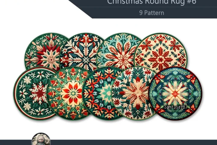 Christmas Round Dance Rug #6 Samtuse963