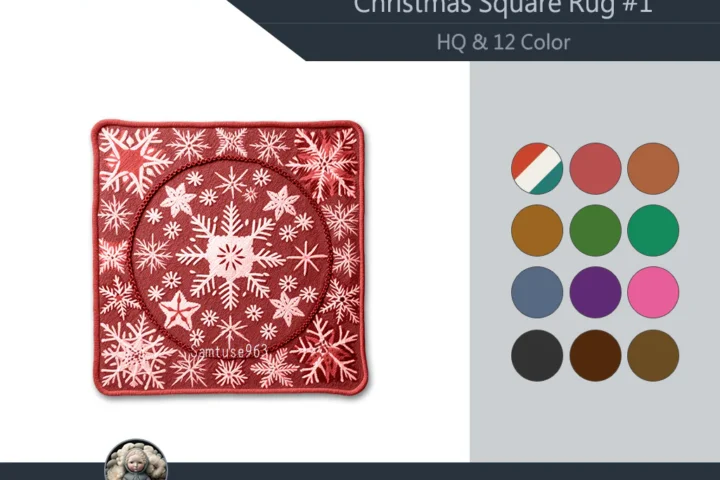 HQ Christmas Square Dance Rug #1 Samtuse963