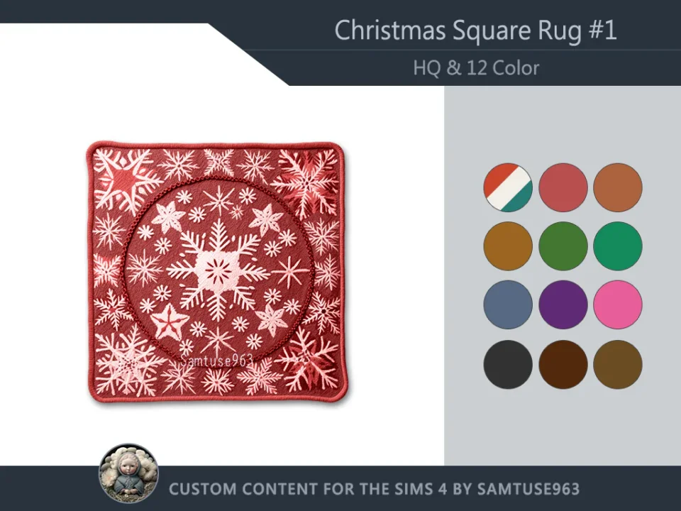 HQ Christmas Square Dance Rug #1 Samtuse963