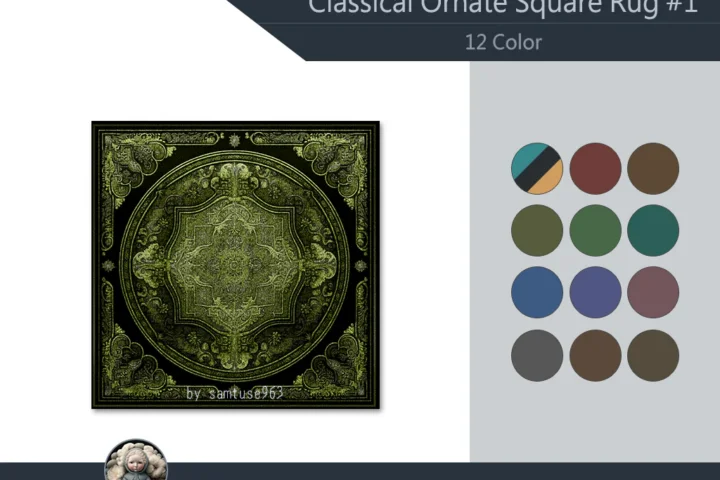HQ Classical Ornate Square Dance Rug #1 Samtuse963