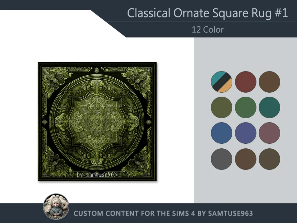 HQ Classical Ornate Square Dance Rug #1 Samtuse963