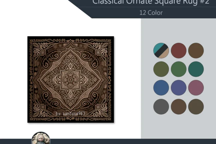 HQ Classical Ornate Square Dance Rug #2 Samtuse963