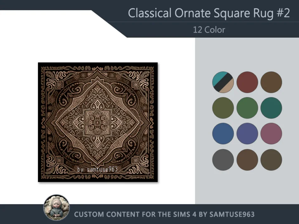 HQ Classical Ornate Square Dance Rug #2 Samtuse963