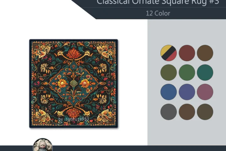 HQ Classical Ornate Square Dance Rug #3 Samtuse963