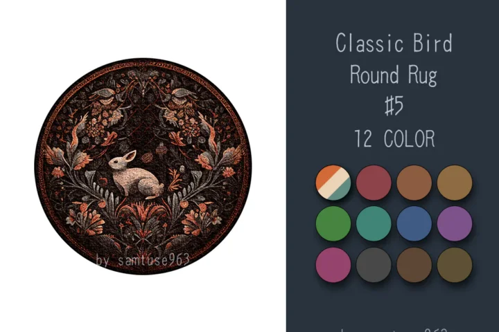 Classic Bunny Round Dance Rug #5 Samtuse963