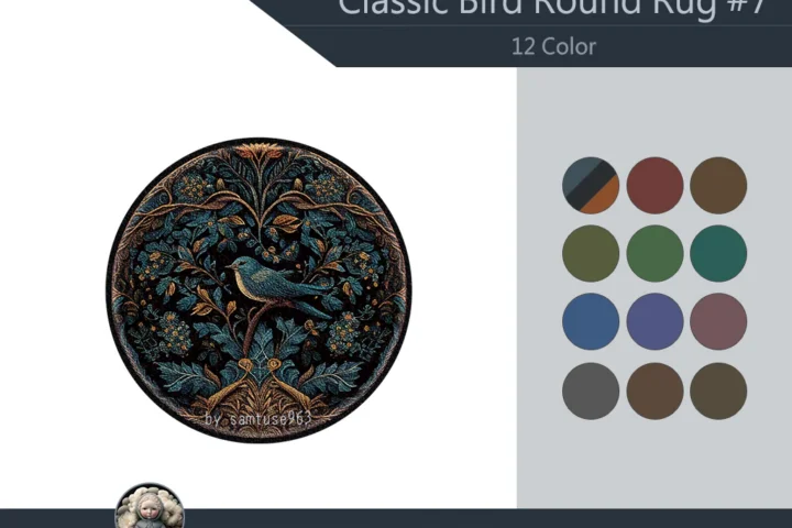 Classic Bird Round Dance Rug #7 Samtuse963