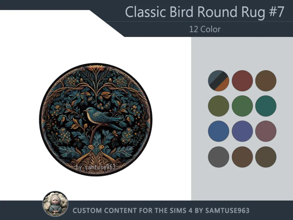 Classic Bird Round Dance Rug #7 Samtuse963