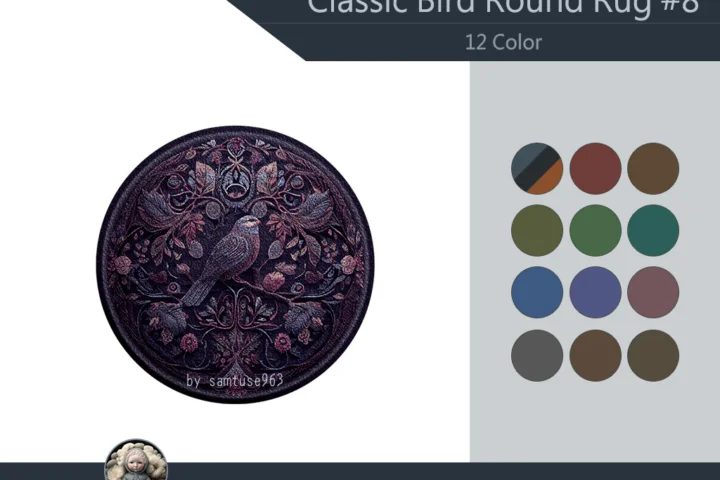 Classic Bird Round Dance Rug #8 Samtuse963