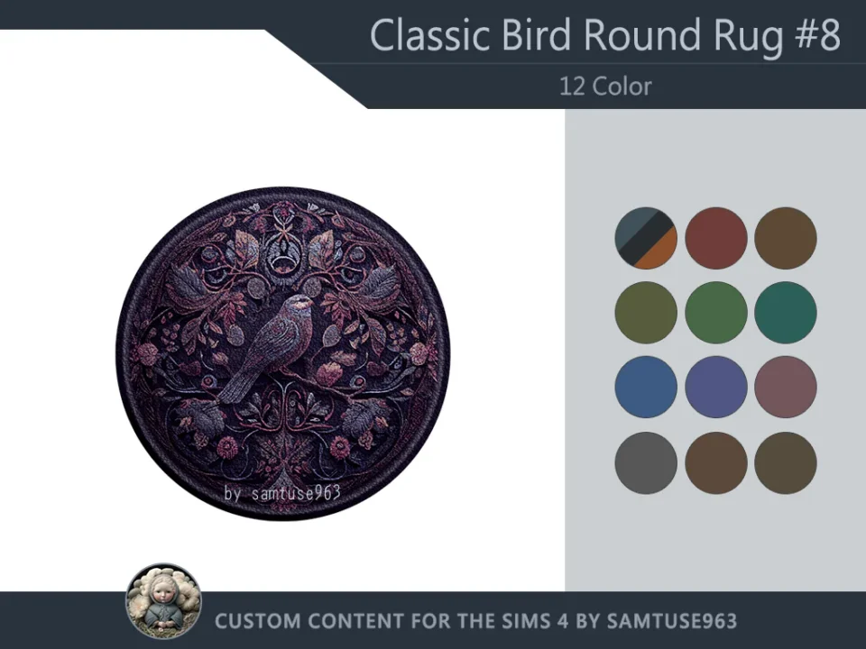 Classic Bird Round Dance Rug #8 Samtuse963