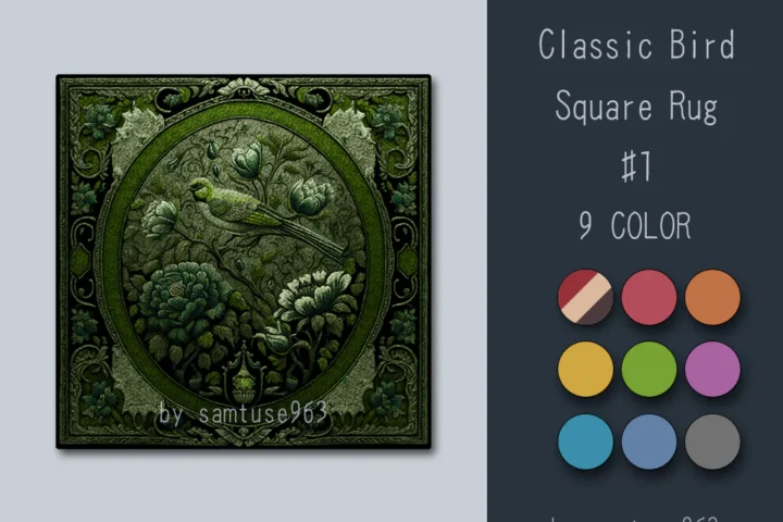 HQ Classic Bird Square Dance Rug #1 Samtuse963