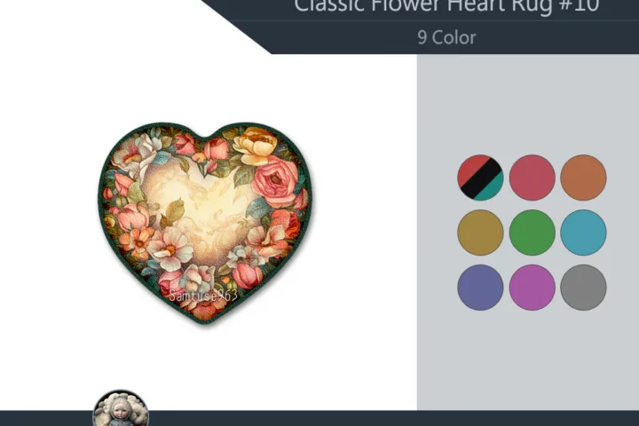 Classic Flower Heart Dance Rug #10 Samtuse963