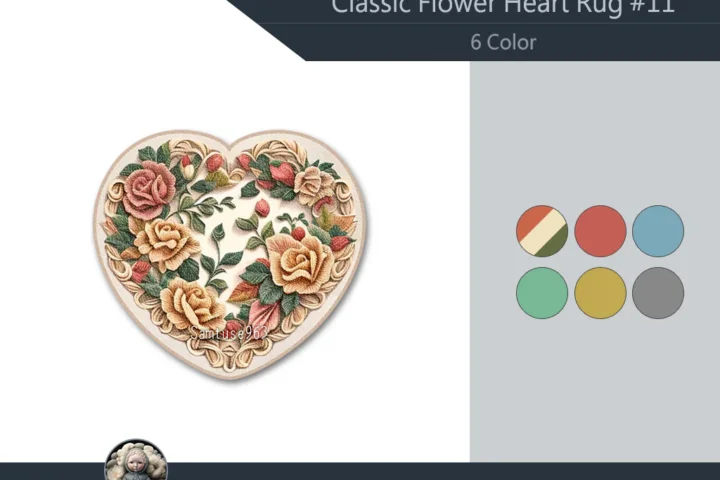 Classic Flower Heart Dance Rug #11 Samtuse963