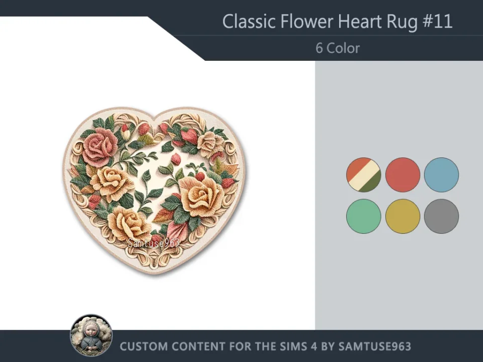 Classic Flower Heart Dance Rug #11 Samtuse963