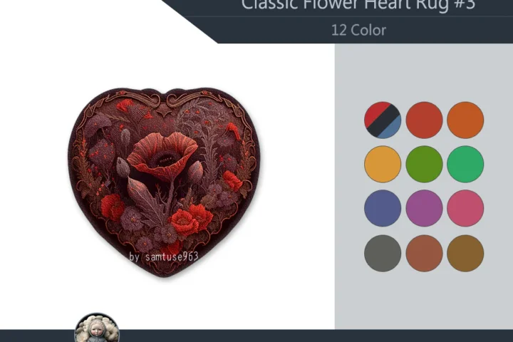 Classic Flower Heart Dance Rug #3 Samtuse963