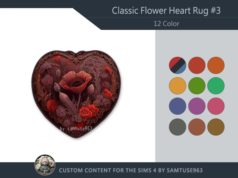 Classic Flower Heart Dance Rug #3 Samtuse963