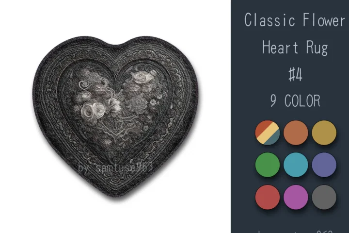 Classic Flower Heart Dance Rug #4 Samtuse963
