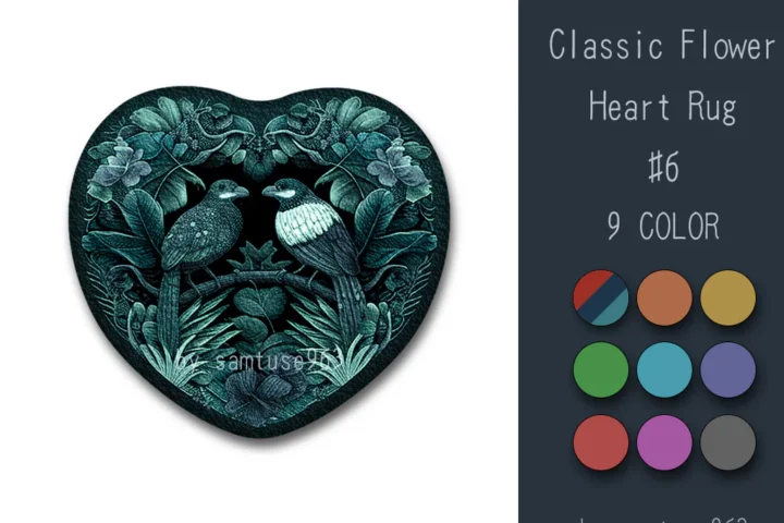 Classic Flower Heart Dance Rug #6 Samtuse963