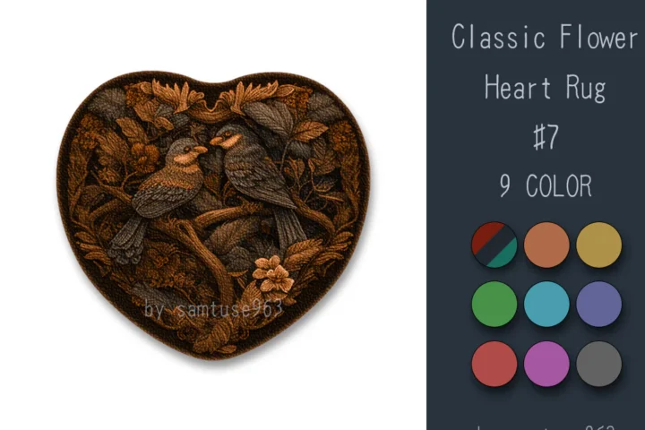 Classic Flower Heart Dance Rug #7 Samtuse963