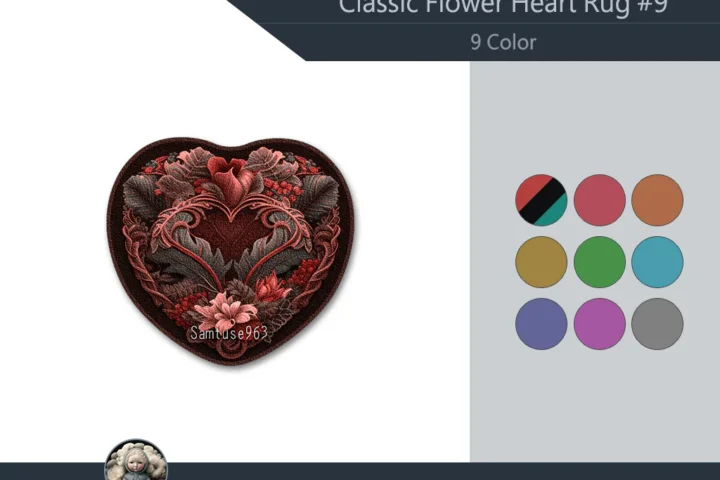 Classic Flower Heart Dance Rug #9 Samtuse963