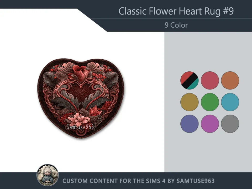 Classic Flower Heart Dance Rug #9 Samtuse963