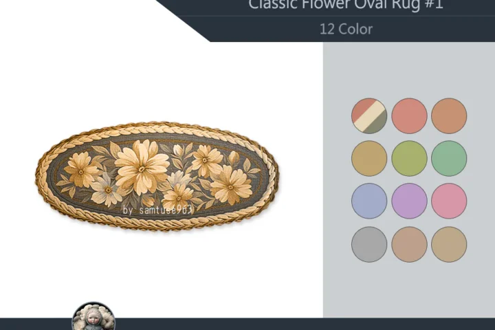 Classic Flower Oval Dance Rug #1 Samtuse963