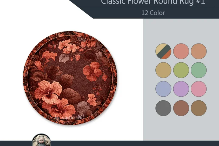 Classic Flower Round Dance Rug #1 Samtuse963