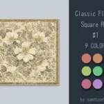 HQ Classic Flower Square Dance Rug #1 Samtuse963